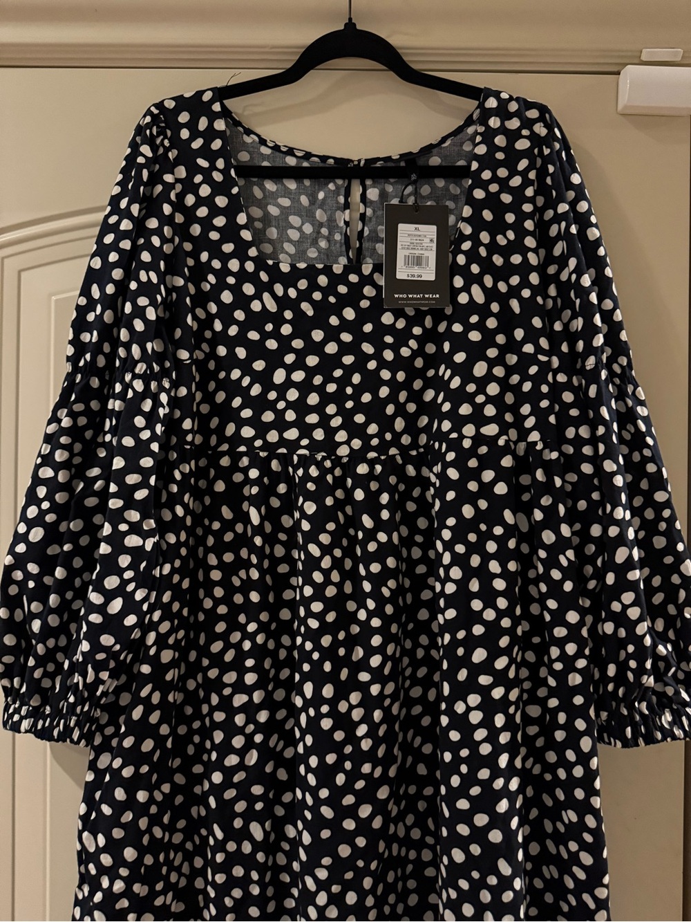 NWT Who What Wear Black and White Polka Dot Maxi Dress - Picture 2 of 5